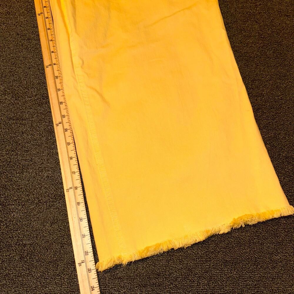 Peace Love World Jeans Women’s 18W Yellow Denim Crop Wide Leg Raw Hem NEW NWT - Picture 8 of 8